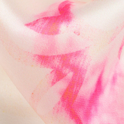 Oat Beige And Pink Tye And Dye Pattern Digital Print Organza Satin Fabric