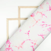 Oat Beige And Pink Tye And Dye Pattern Digital Print Organza Satin Fabric