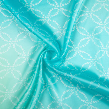 Sky Blue And Sea Green Ombre Pattern Digital Print Organza Satin Fabric