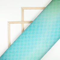 Sky Blue And Sea Green Ombre Pattern Digital Print Organza Satin Fabric