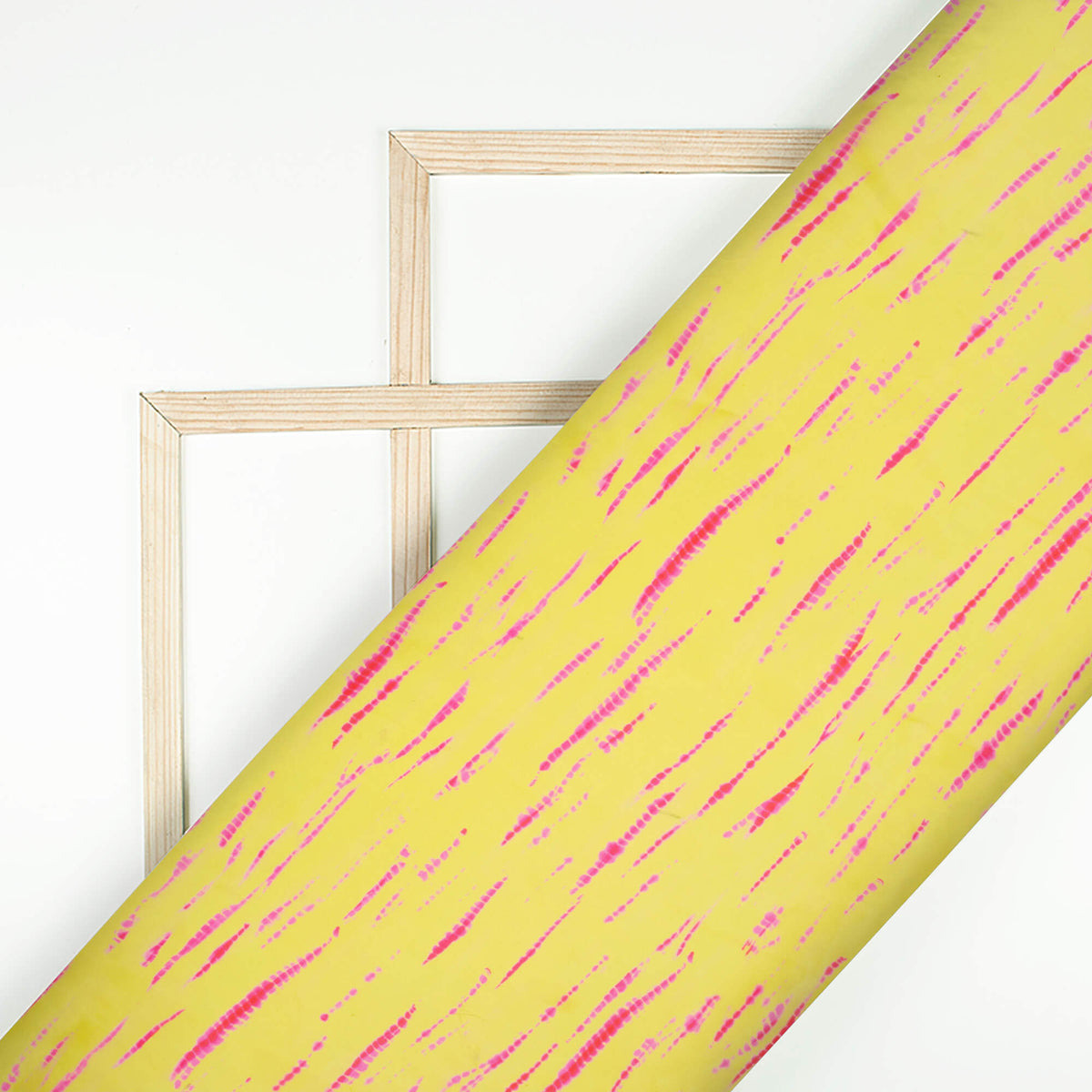 Bumblebee Yellow And Pink Shibori Pattern Digital Print Organza Satin Fabric