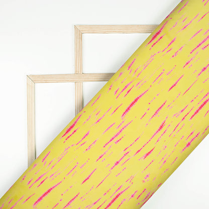Bumblebee Yellow And Pink Shiiborii Pattern Digital Print Organza Satin Fabric