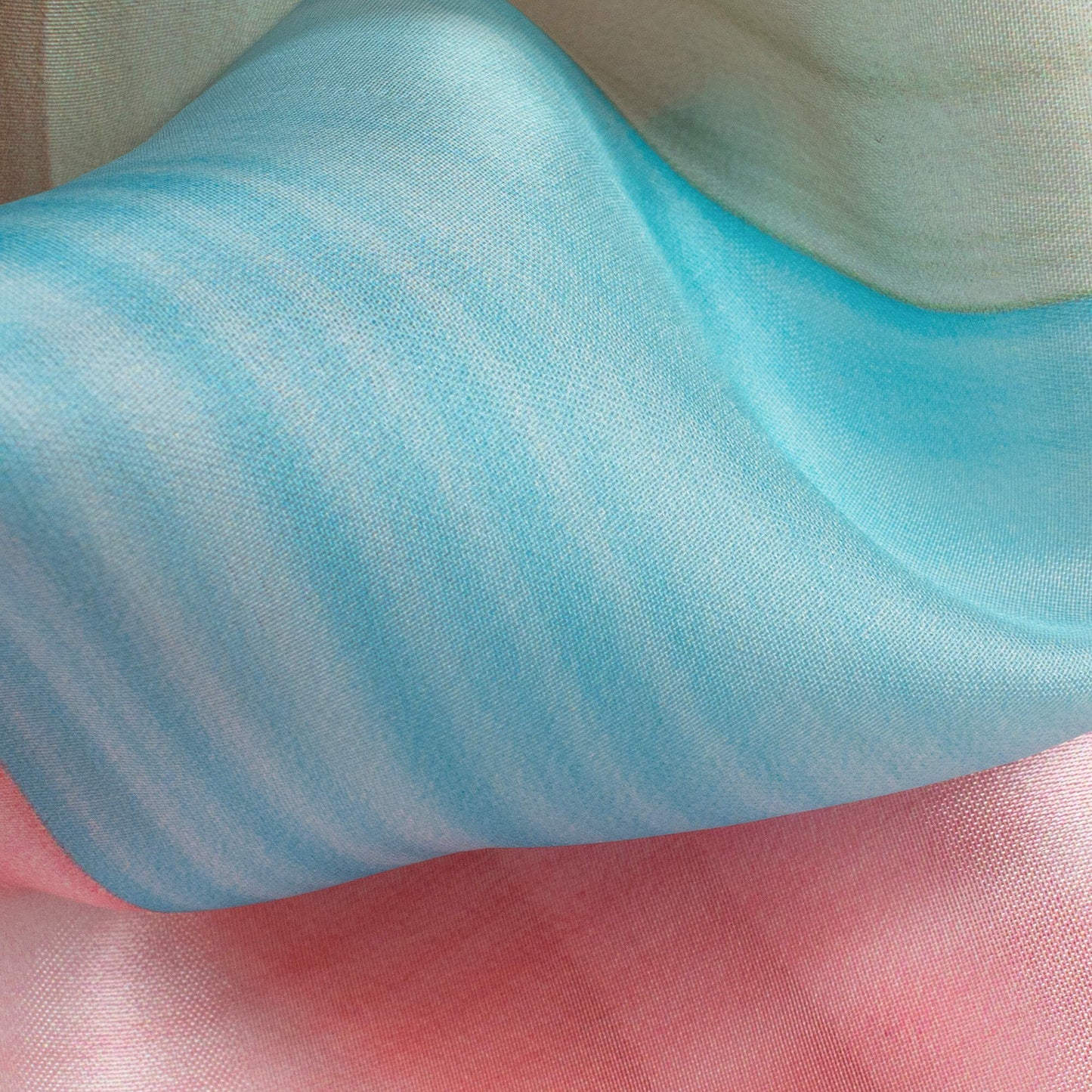 Multi-Color Stripes Pattern Digital Print Organza Satin Fabric