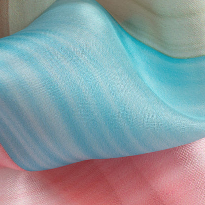 Multi-Color Stripes Pattern Digital Print Organza Satin Fabric