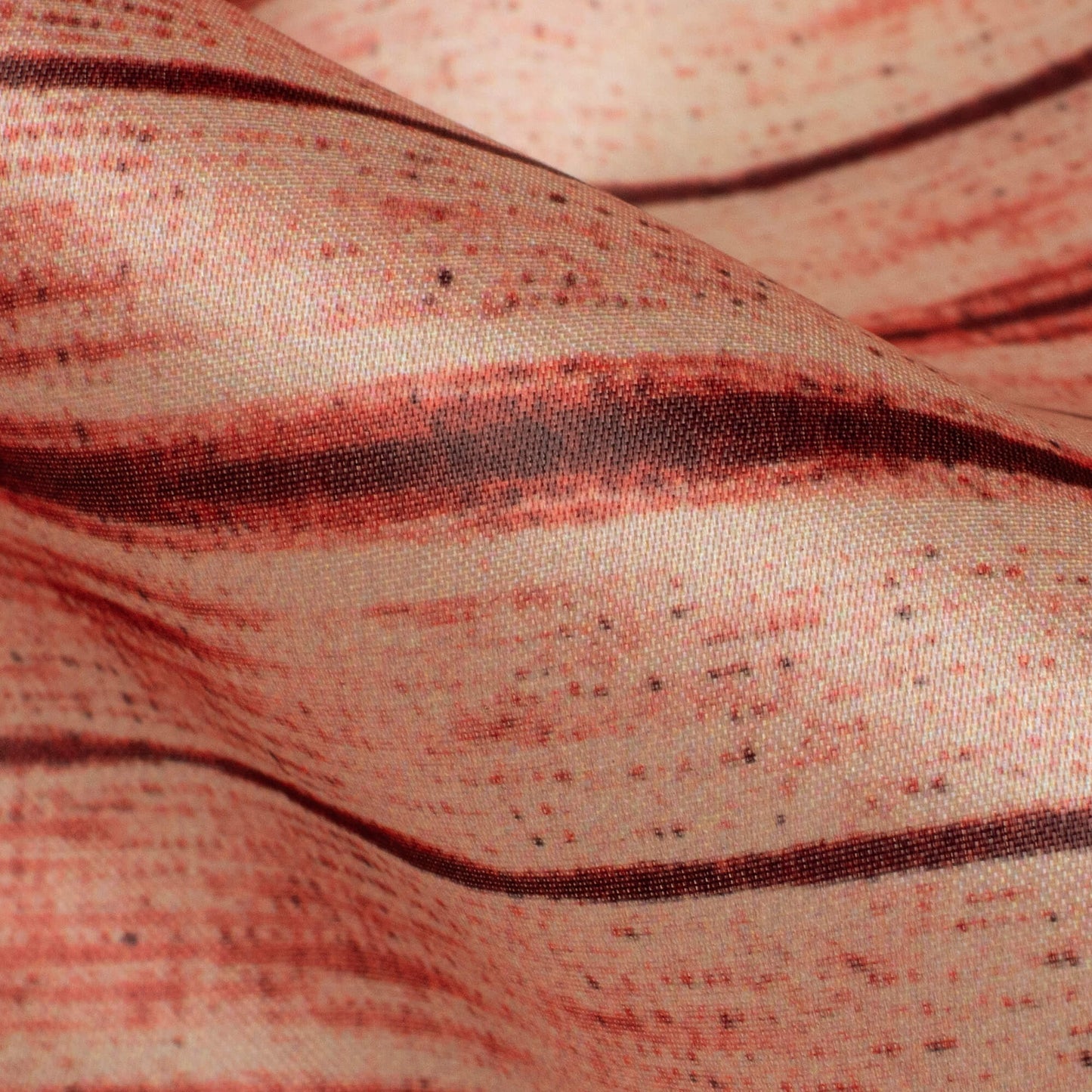 Mahogany Red And Black Abstract Pattern Digital Print Organza Satin Fabric