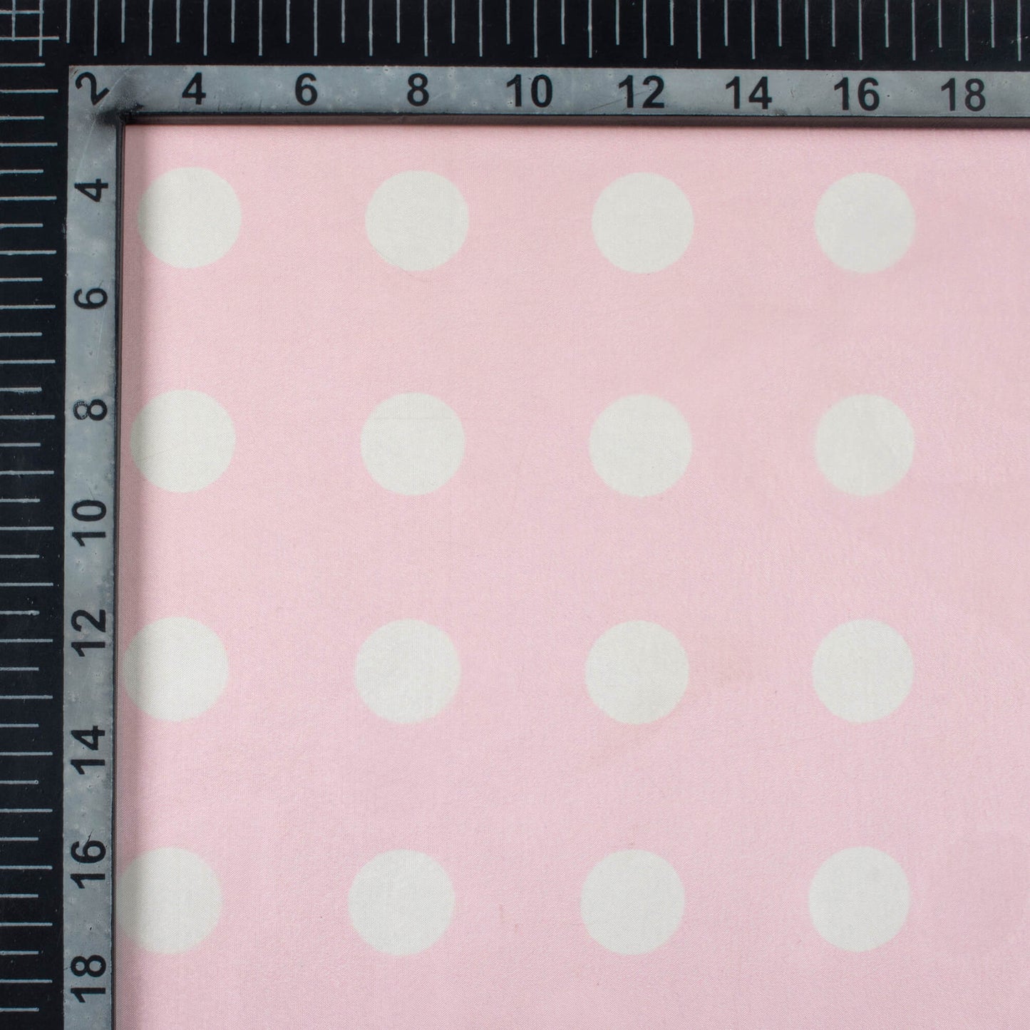 Pale Pink And White Polka Dots Pattern Digital Print Organza Satin Fabric