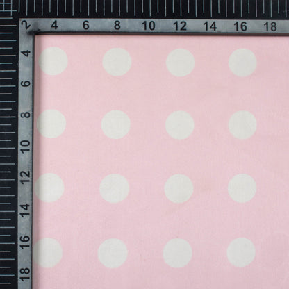 Pale Pink And White Polka Dots Pattern Digital Print Organza Satin Fabric