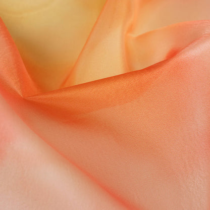 Punch Pink And Yellow Tye And Dye Pattern Digital Print Organza Satin Fabric