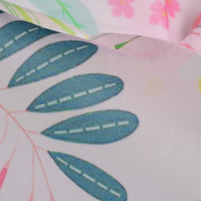 Taffy Pink And Pear Green Floral Pattern Digital Print Organza Satin Fabric