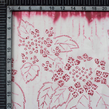 Magenta Purple And Off White Daman Pattern Digital Print Organza Satin Fabric