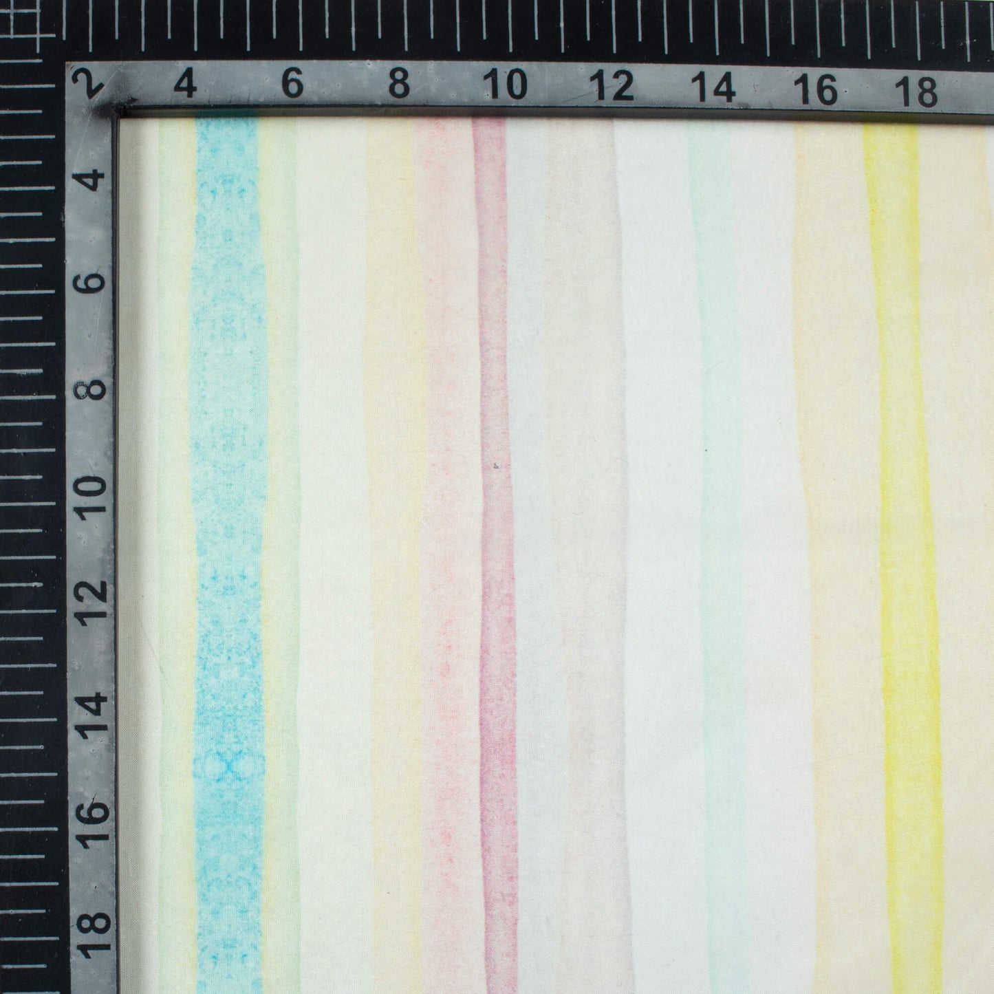 White And Lemon Yellow Stripes Pattern Digital Print Organza Satin Fabric