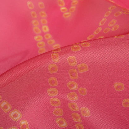 Hot Pink And Yellow Bandhanii Pattern Digital Print Organza Satin Fabric