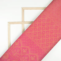 Hot Pink And Yellow Bandhanii Pattern Digital Print Organza Satin Fabric