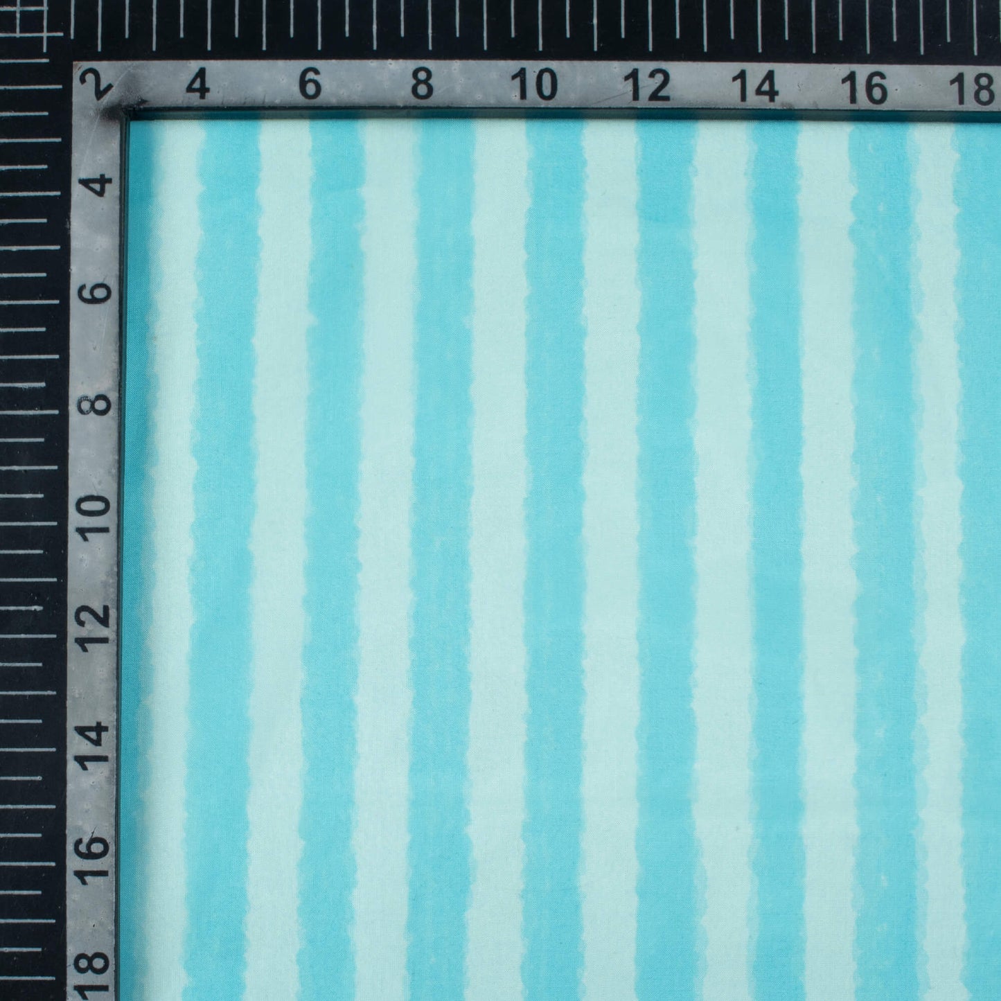 Baby Blue And White Stripes Pattern Digital Print Organza Satin Fabric