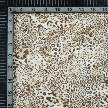 Black And Beige Animal Pattern Digital Print Organza Satin Fabric