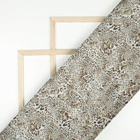 Black And Beige Animal Pattern Digital Print Organza Satin Fabric
