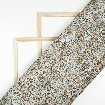 Black And Beige Animal Pattern Digital Print Organza Satin Fabric