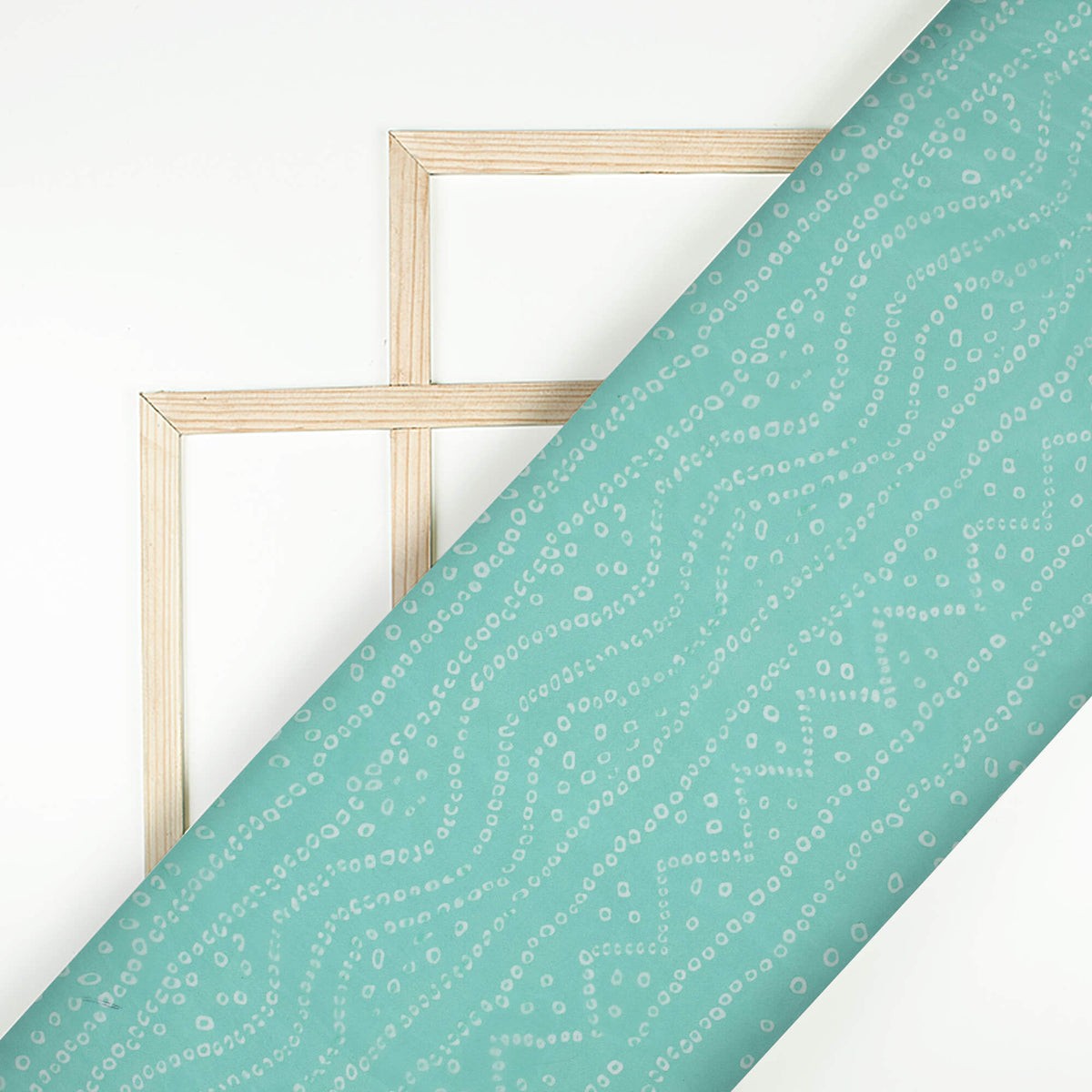 Mint Green Bandhani Pattern Digital Print Organza Satin Fabric