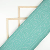 Mint Green Bandhanii Pattern Digital Print Organza Satin Fabric