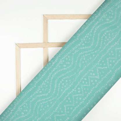 Mint Green Bandhanii Pattern Digital Print Organza Satin Fabric