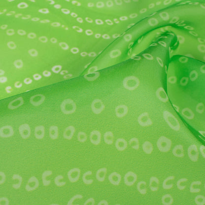 Pear Green Bandhanii Pattern Digital Print Organza Satin Fabric