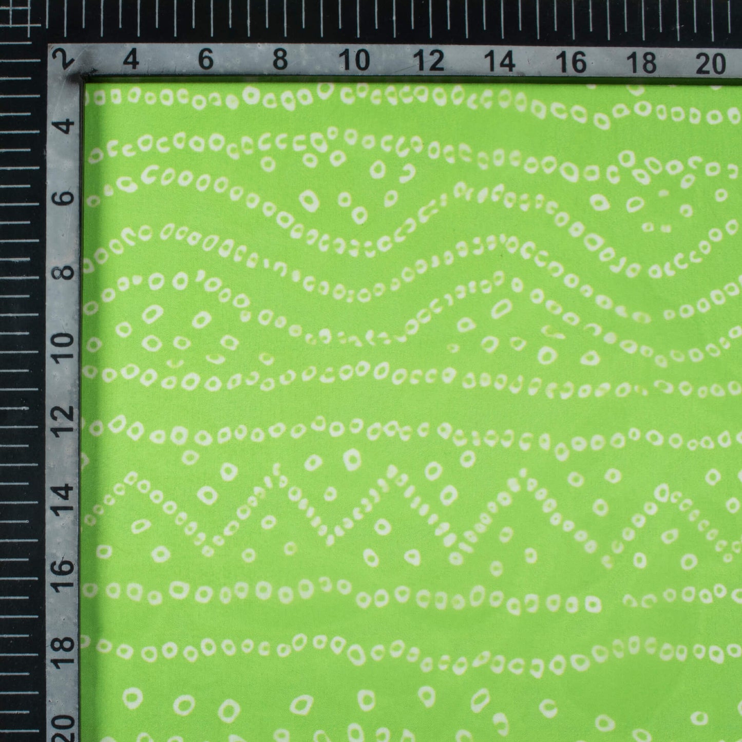 Pear Green Bandhani Pattern Digital Print Organza Satin Fabric