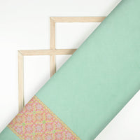Mint Green And Taffy Pink Daman Pattern Digital Print Organza Satin Fabric