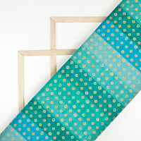 Dartmouth Green And Cream Bandhanii Pattern Digital Print Organza Satin Fabric