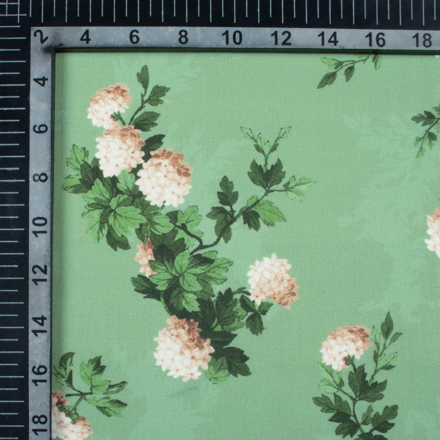Juniper Green And Brown Floral Pattern Digital Print Poly Cambric Fabric