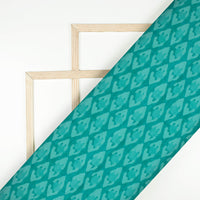 Aqua Blue Abstract Pattern Digital Print Poly Cambric Fabric