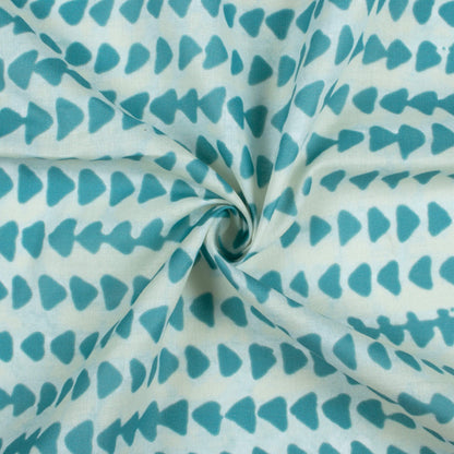 Stone Blue And Off White Abstract Pattern Digital Print Poly Cambric Fabric