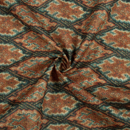 Sepia Brown And Beige Ethnic Pattern Digital Print Poly Cambric Fabric