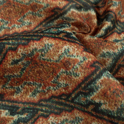 Sepia Brown And Beige Ethnic Pattern Digital Print Poly Cambric Fabric