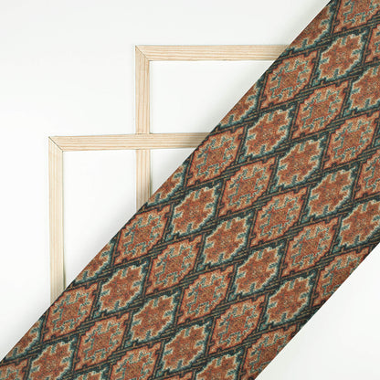 Sepia Brown And Beige Ethnic Pattern Digital Print Poly Cambric Fabric