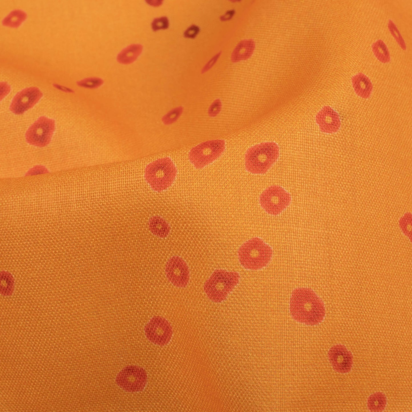 Apricot Orange And Dark Pink Bandhani Pattern Digital Print Poly Cambric Fabric