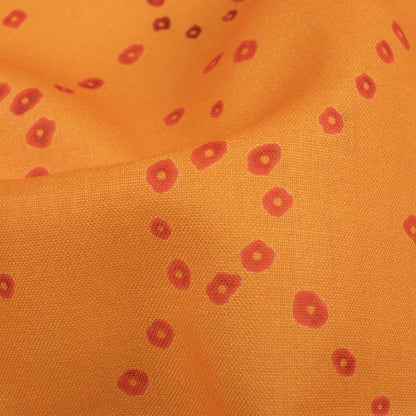 Apricot Orange And Dark Pink Bandhanii Pattern Digital Print Poly Cambric Fabric