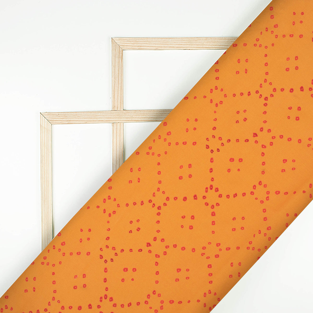 Apricot Orange And Dark Pink Bandhani Pattern Digital Print Poly Cambric Fabric