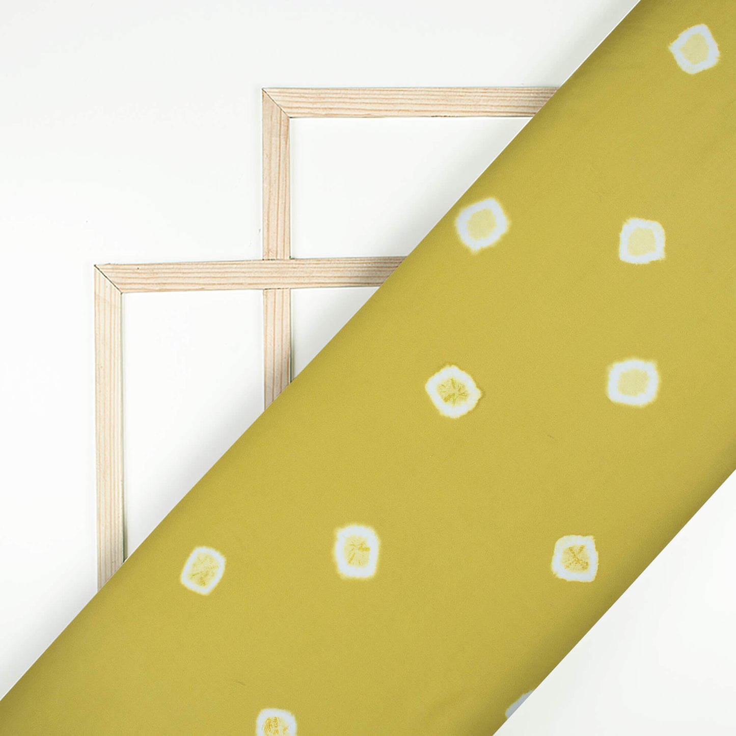 Olive Green And White Shibori Pattern Digital Print Poly Cambric Fabric