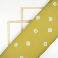 Olive Green And White Shiiborii Pattern Digital Print Poly Cambric Fabric