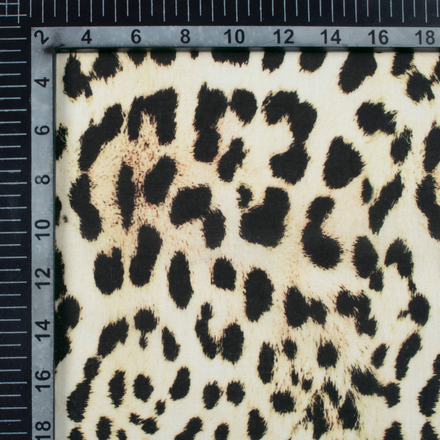 Black And Ecru Beige Animal Pattern Digital Print Poly Cambric Fabric