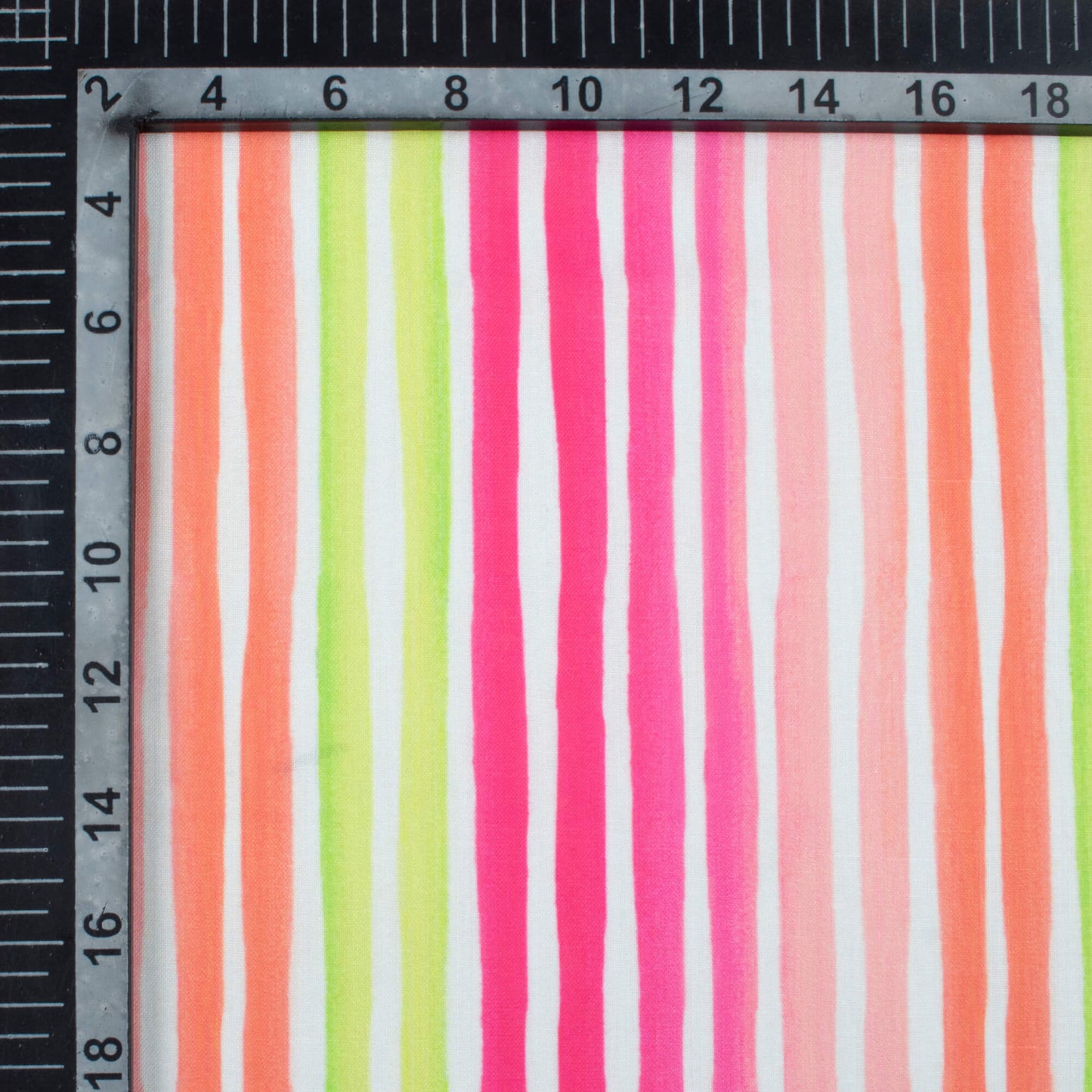 Hot Pink And Lime Green Stripes Pattern Digital Print Poly Cambric Fabric