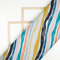 Multi-Color Leheriya Pattern Digital Print Poly Cambric Fabric