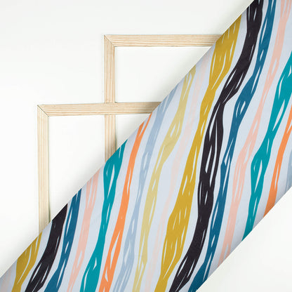 Multi-Color Leheriya Pattern Digital Print Poly Cambric Fabric