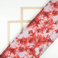 Vermilion Red And White Abstract Pattern Digital Print Poly Cambric Fabric