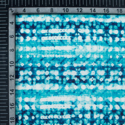 Sky Blue And White Shiiborii Pattern Digital Print Poly Cambric Fabric