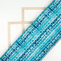 Sky Blue And White Shiiborii Pattern Digital Print Poly Cambric Fabric