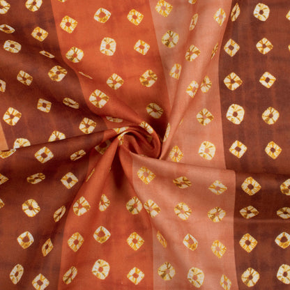 Pecan Brown And Cream Bandhanii Pattern Digital Print Poly Cambric Fabric