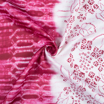 Magenta Purple And White Daman Pattern Digital Print Poly Glazed Cotton Fabric