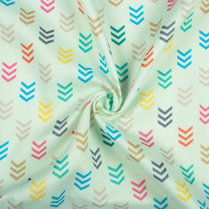 Multi-Color Geometric Pattern Digital Print Poly Glazed Cotton Fabric
