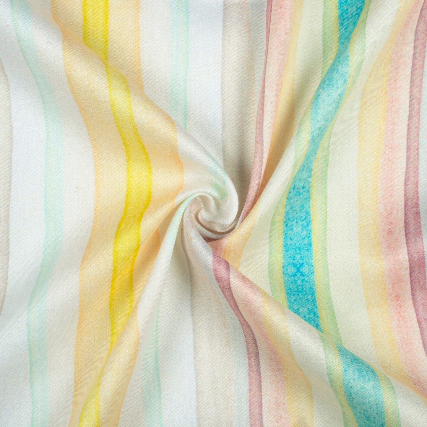 Off White And Yellow Stripes Pattern Digital Print Poly Glazed Cotton Fabric